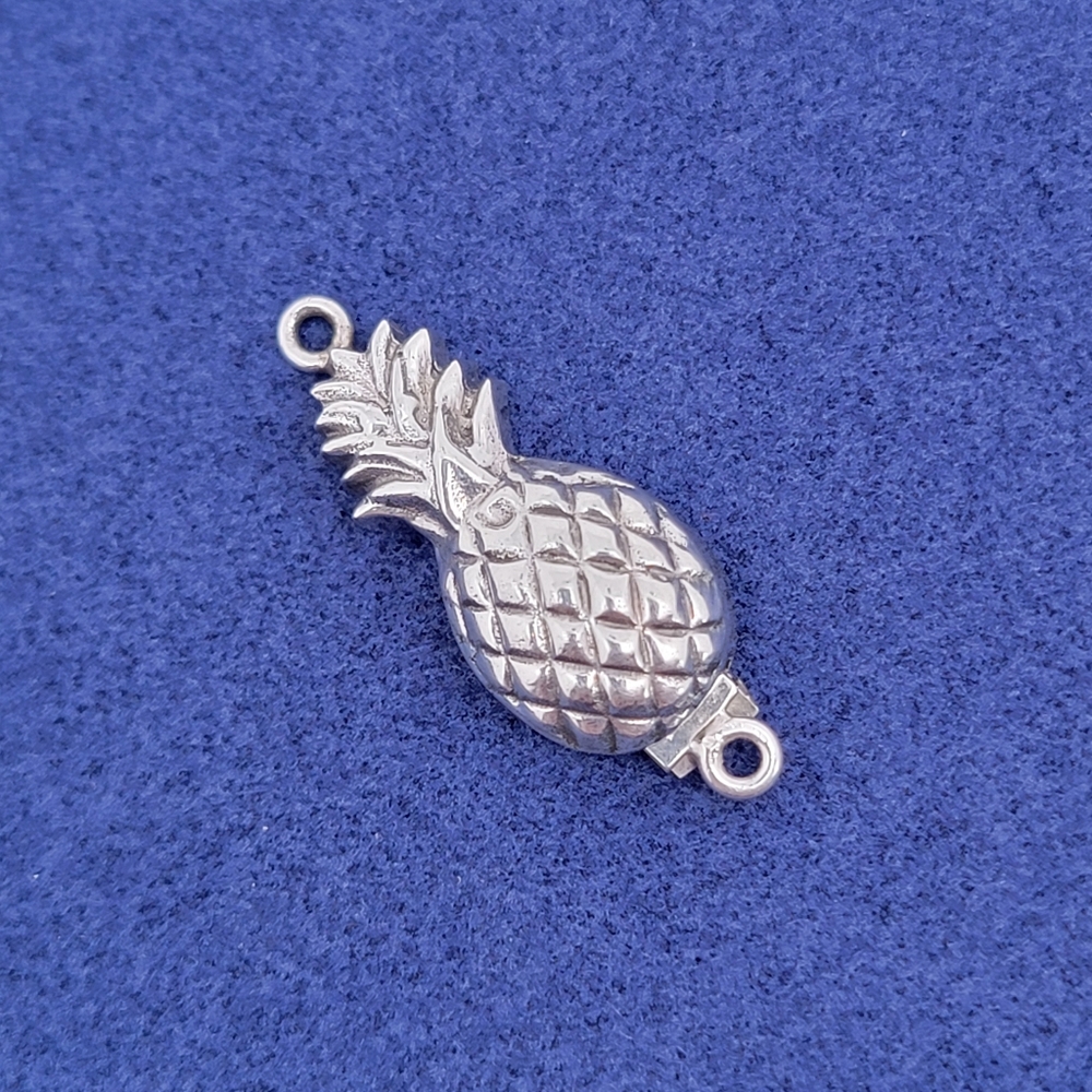 Vintage Sterling Silver Pineapple Lock Box Bracelet Charm